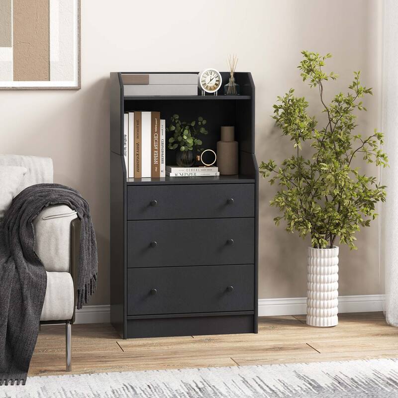 Costway 3-Drawer Dresser 44" Tall Wood Storage Organizer Chest with 2