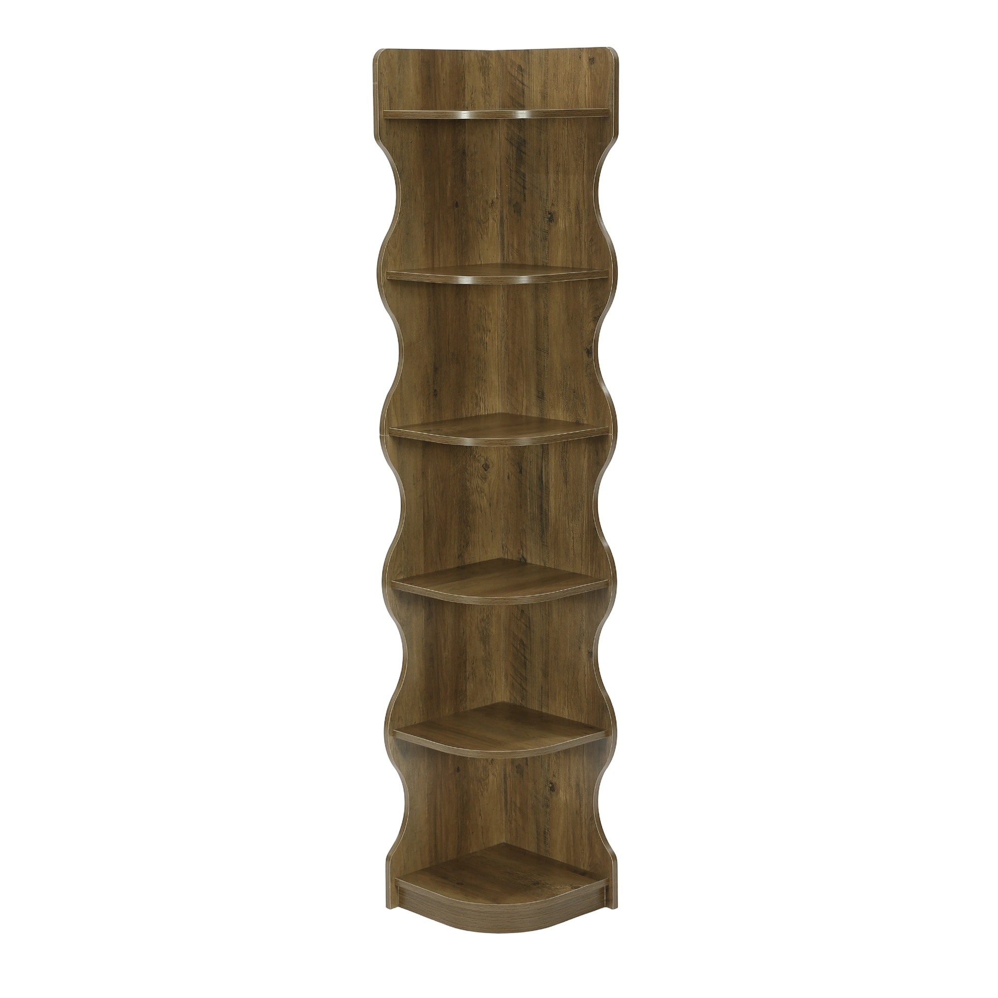 Corner Bookcase, 70.8'' Tall Corner Shelf Storage Display Rack - 13.8'' W × 13.8'' D × 70.8'' H