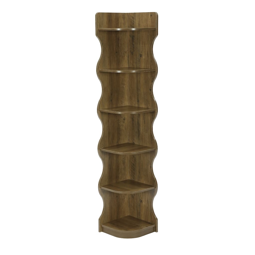 Corner Bookcase, 70.8'' Tall Corner Shelf Storage Display Rack - 13.8'' W × 13.8'' D × 70.8'' H