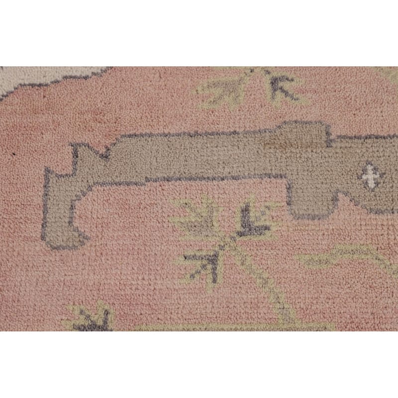 Pink & Ivory Oushak Oriental Large Area Rug Hand-Knotted Wool Carpet - 10'0" x 13'9"