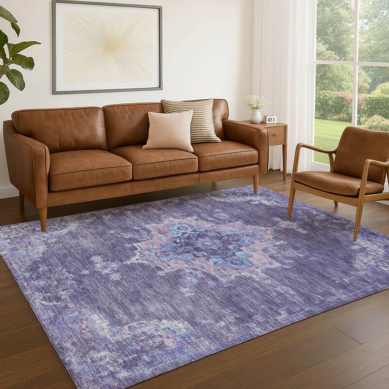 Machine Washable Indoor/ Outdoor Traditional Tabriz Chantille Rug