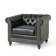 preview thumbnail 49 of 51, Castalia Chesterfield Tufted Club Chair by Christopher Knight Home - 39.00" L x 33.50" W x 28.00" H