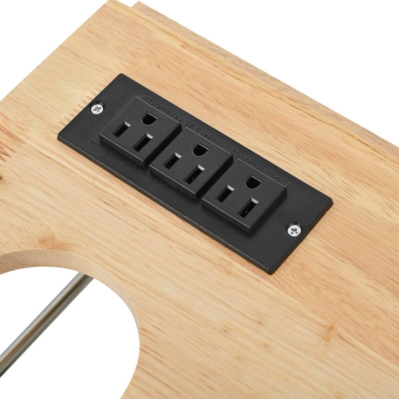 39.80'' Rubber wood Kitchen Island with Power Outlet, Drop Leaf, Adjustable Shelf and 2 Drawers - 39.8'' x 29.33'' x 33.7''