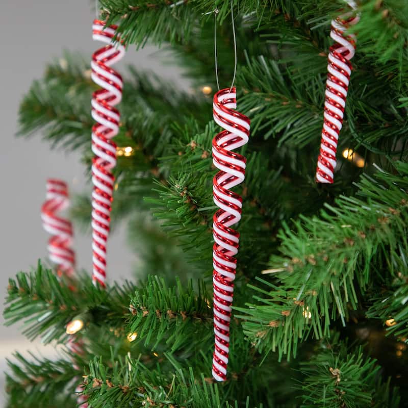 Pack of 4 Candy Curls Christmas Ornaments 7"