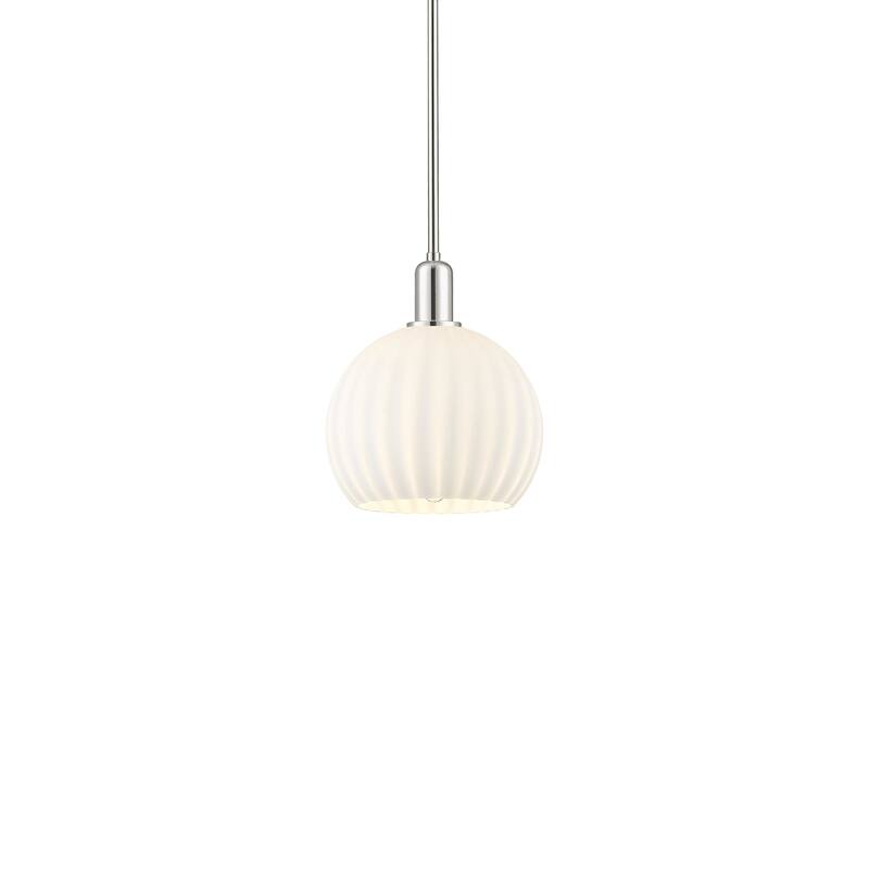 Innovations Lighting 716-1S-13-10 White Venetian Pendant White - Polished Nickel / White Venetian