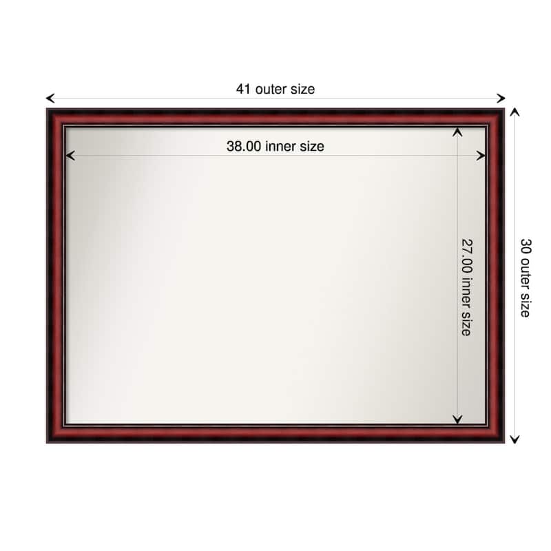 Non-Beveled Wood Wall Mirror - Rubino Cherry Scoop Frame - 41 x 30 in - Rubino Cherry Scoop