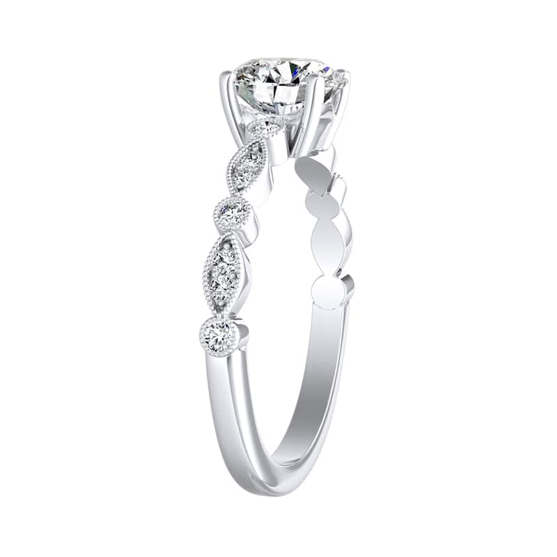 Auriya 14k Gold 1/2ct Vintage Round Moissanite Engagement Ring