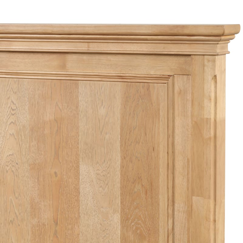 Furniture of America Wellington Farmhouse Natural Oak Solid Wood Panel Bed