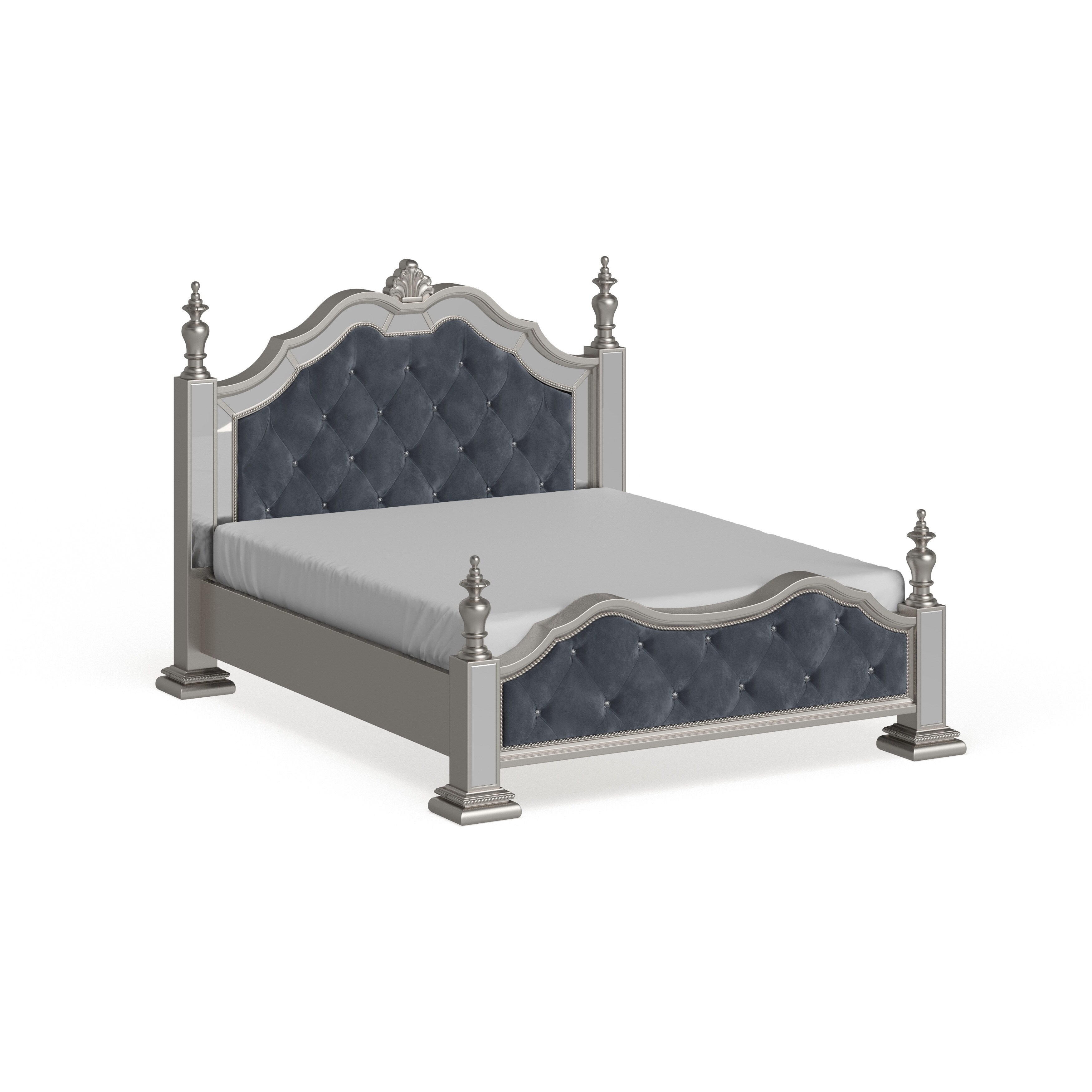 Silver orchid heston glam grey velvet tufted panel bed hotsell