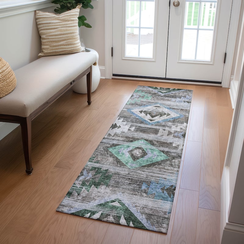 Machine Washable Indoor/ Outdoor Chantille Boho Global Rug