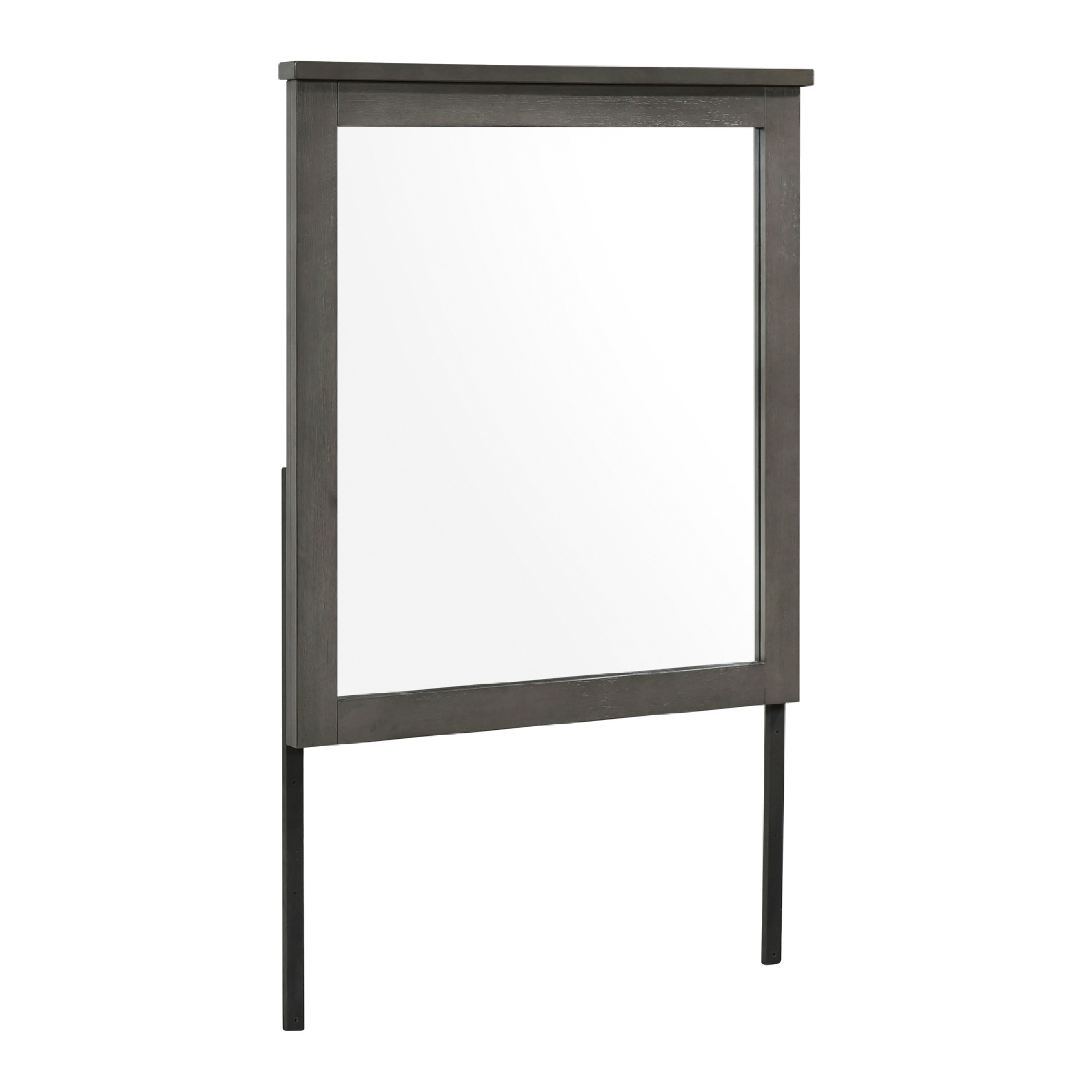 Benjara Nemy Dresser Mirror, 38x42 Rectangular Attachable Design, Rustic Gray Wood