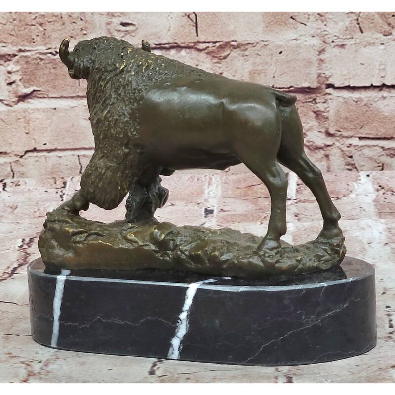Western Bronze American Buffalo Bison Sculpture – Rustic Wildlife Decor