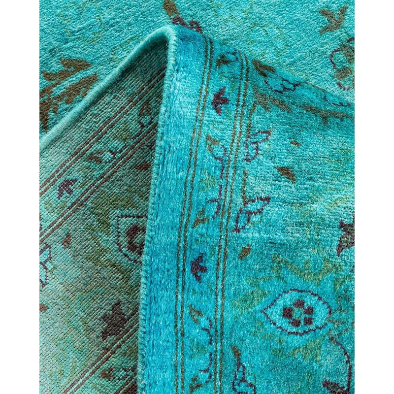 Overton Hand Knotted Wool Vintage Inspired Modern Contemporary Overdyed Blue Area Rug - 3' 1" x 5' 3"