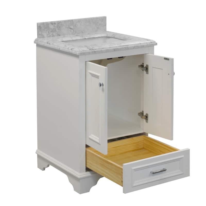 KitchenBathCollection Nantucket 24" Bathroom Vanity with Carrara Marble Top