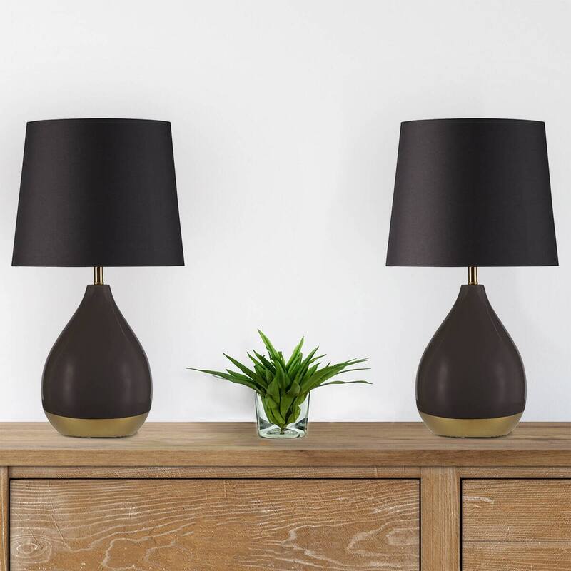 2-Tone Ceramic Table Lamp Set of 2 Black/Gold See below