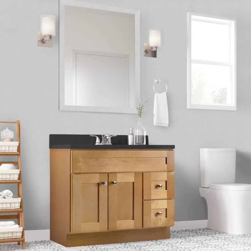 Design House Brookings 36x21 Unassembled Modern 2-Door 2-Drawer Shaker Bathroom Vanity Cabinet Only, Modern Birch - Modern Birch