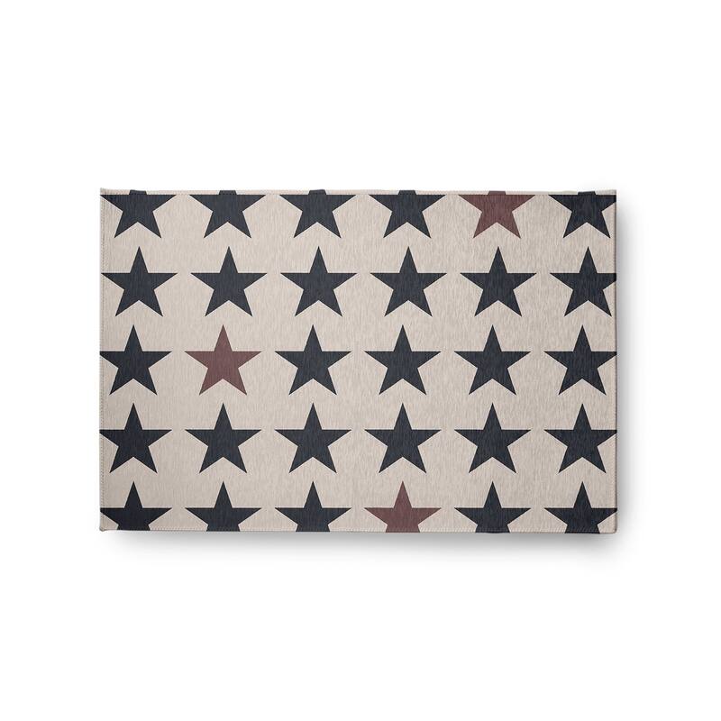 Stars with Blue and Red Americana Chenille Area Rug - Blue-Red - 24" 36"