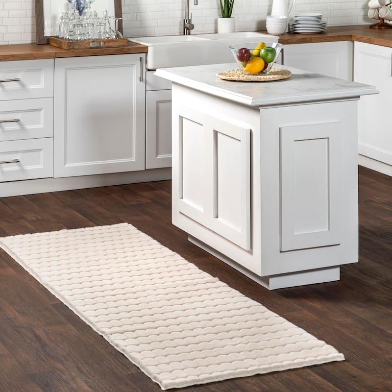 Nuloom Nia SuperiorWash Tile Faux Rabbit Machine Washable Area Rug - 2' 6" x 8' - Beige - Runner