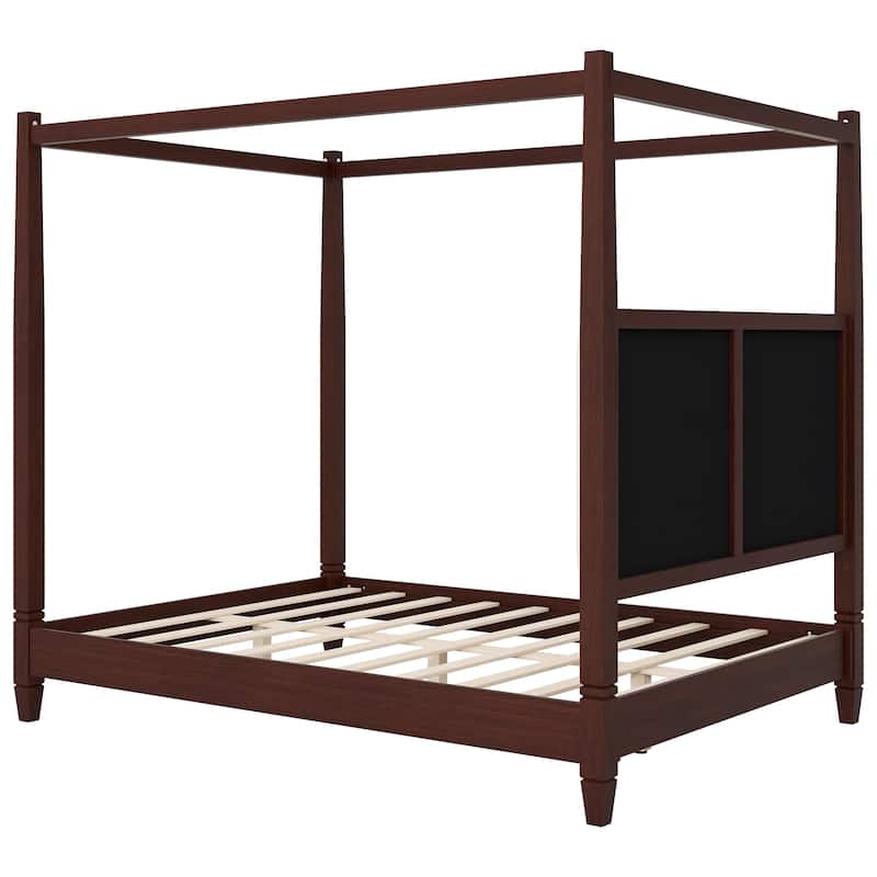 Canopy Platform Bed with Upholstered Headboard by Harper&Bright Designs