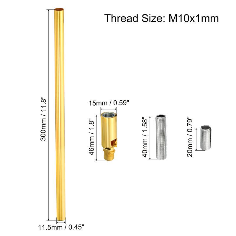 Threaded Extension Rod Kit, M10 Thread with Sloped Ceiling Adapter ...