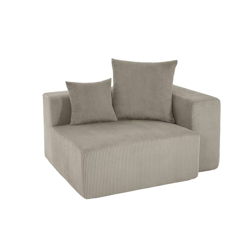 Corduroy Upholstered Modular Sectional Sofa with Ottoman