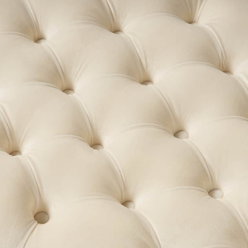 Roomfitters Upholstered Storage Ottoman Bench with Tufted Top, Footrest and Entryway Seat,Ivory