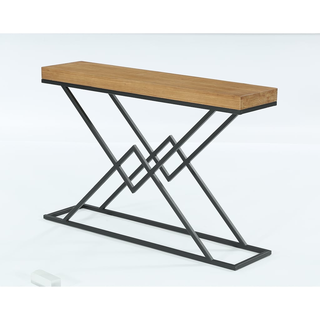 Solid Wood Console Table, 43.2" Modern Industrial Entryway Table