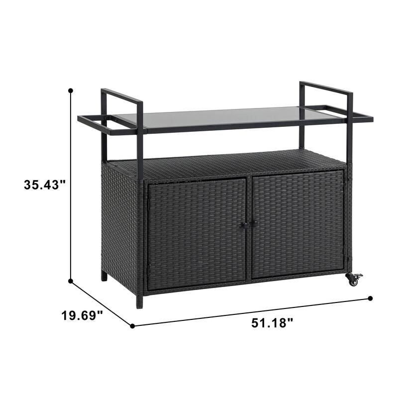 Patio Wine Serving Cart w/Wheels for Porch Backyard