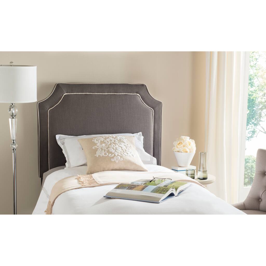 SAFAVIEH Dane Charcoal/ Light Grey Piping Upholstered Headboard (Twin)