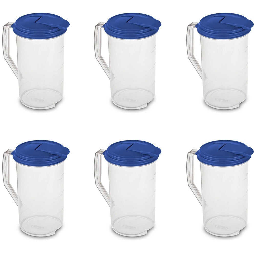 https://ak1.ostkcdn.com/images/products/is/images/direct/3cd56f9bc36176d5870b37d6a22bb713ab9f0aa6/Sterilite-2-Qt-Clear-Plastic-Drink-Pitcher-with-Leak-Proof-Lid%2C-Blue-%286-Pack%29.jpg
