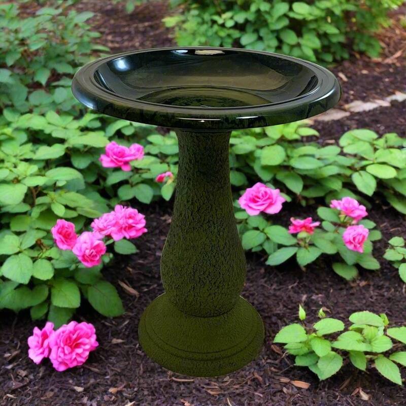 24"H Fiber Clay Birdbaths, 19"D x 24"H, 21"H base, 8lbs.