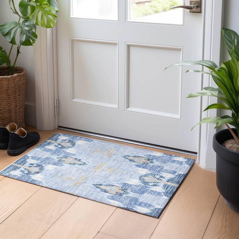 Premium Washable Super Soft Boho Ikat Mayfield Rug - Sky - 1' 8" x 2' 6" - Rectangle