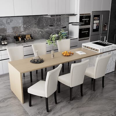 Faux Leather Upholstered Parsons Dining Chair with High Backrest