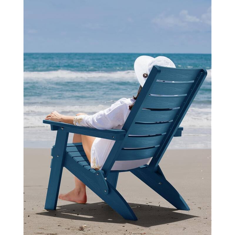 WINSOON HIPS Folding Adirondack Chairs with Arc Back & Cup Holder Set Of 4