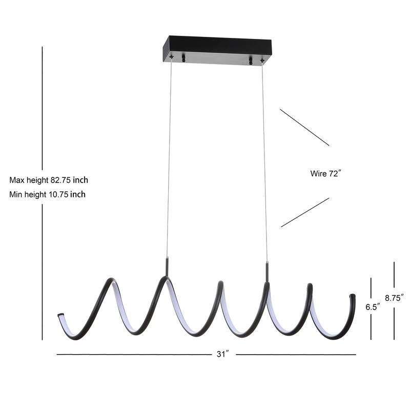 Scribble 31" Dimmable Adjustable Integrated LED Metal Linear Pendant, Chrome by JONATHAN Y