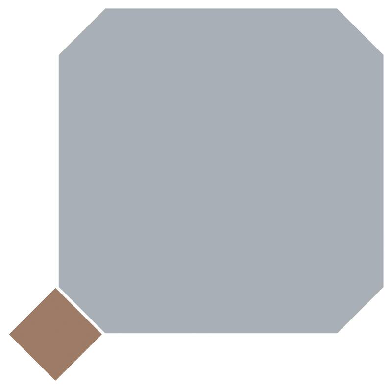 Merola Tile Vaudeville Octagon Humo with Taco Marron 7-7/8" x 7-7/8" Porcelain Floor and Wall Tile