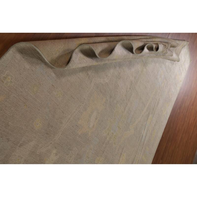 Geometric Oushak Turkish Area Rug Hand-knotted Wool Carpet - 8'10"x 11'9"