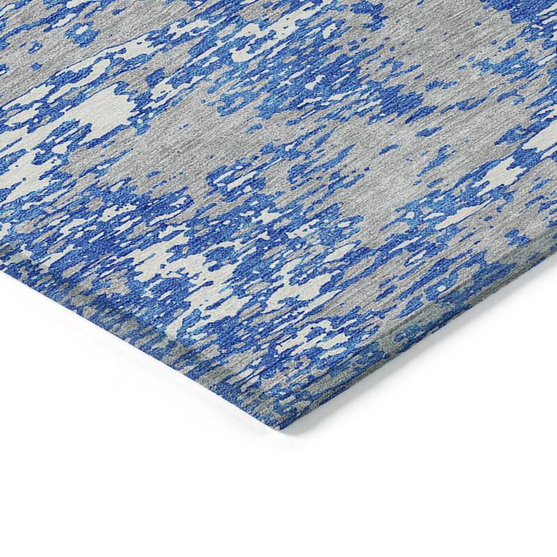 Machine Washable Indoor/ Outdoor Abstract Pixels Chantille Rug
