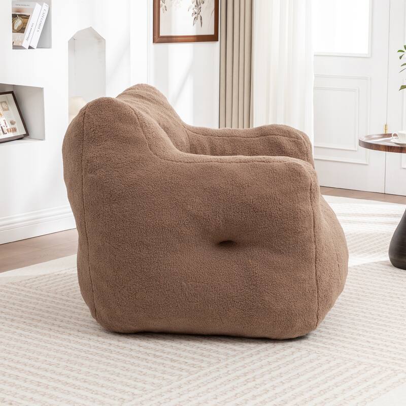 Teddy Fabric Bean Bag Chair, High Density Foam Bean Bag Sofa, Comfy Fluffy Lazy Sofa Chair Living Room, Bedroom
