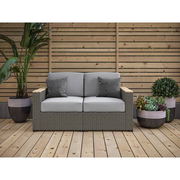 Boca Raton Brown Rattan Outdoor Loveseat On Sale Bed Bath & Beyond