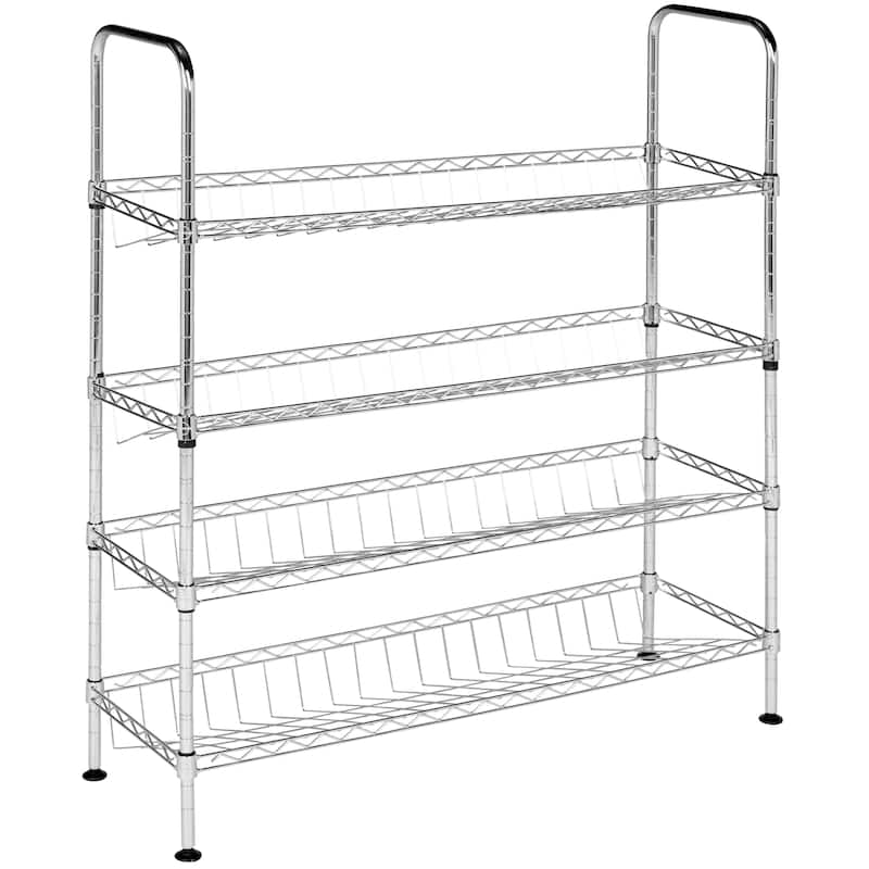 SAFAVIEH Storage Bambi Chrome Wire Adjustable Shoe Rack - 29.5" x 9.8" x 33.5" - 30Wx10Dx33H