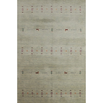 Hand Knotted Oriental 100% Wool Carpet Tribal Animal Pictorial Green Gabbeh Area Rug - 5' 10'' X 3' 11''