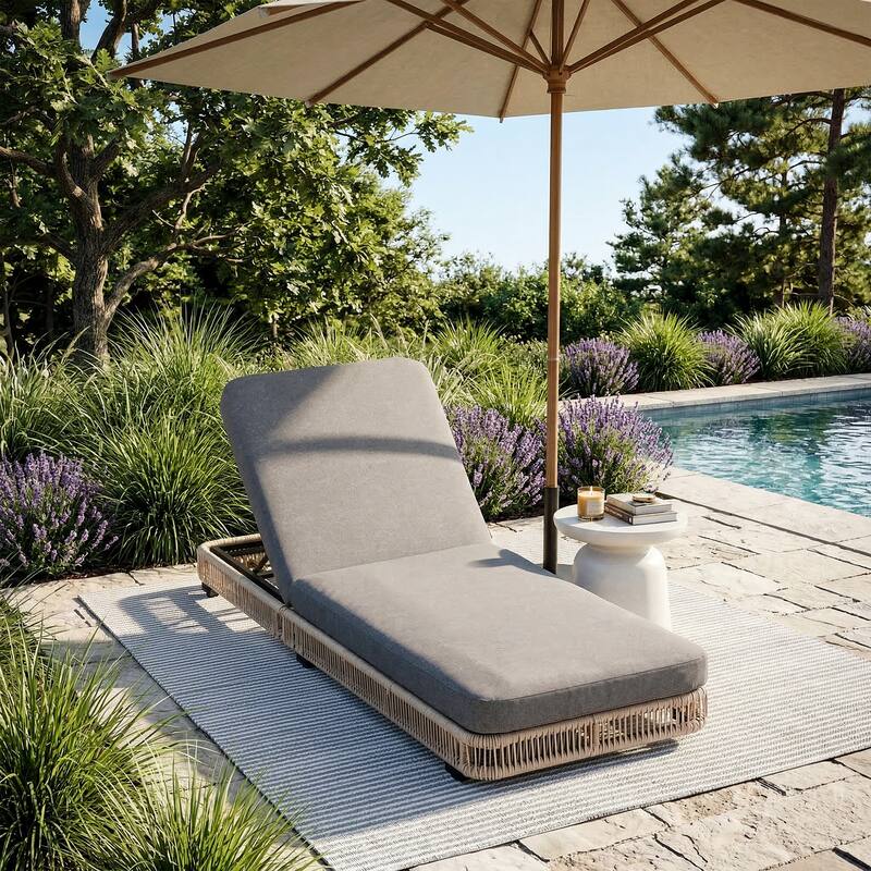 Outdoor Chaise Lounge Chair with Adjustable Backrest Patio Pool Lounge