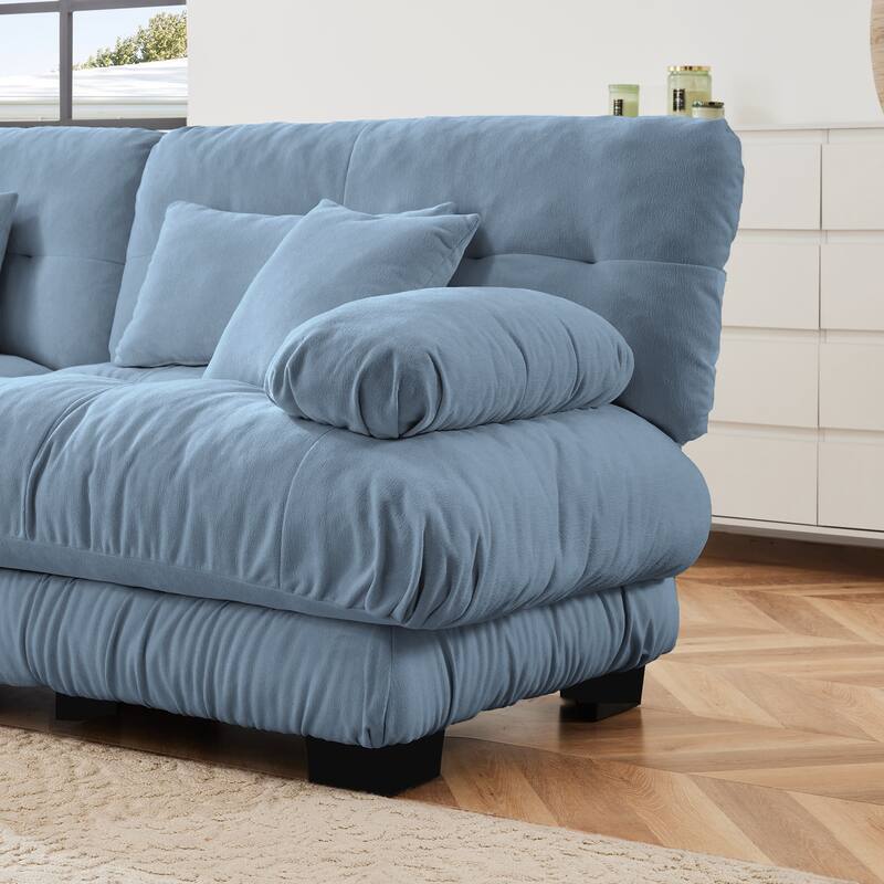 Oversized Modular Sectional Sofa, Chenille Deep Seat 2-Seater Sofa, Upholstered Cloud Couch with Lumbar Pillows & Throw Pillows