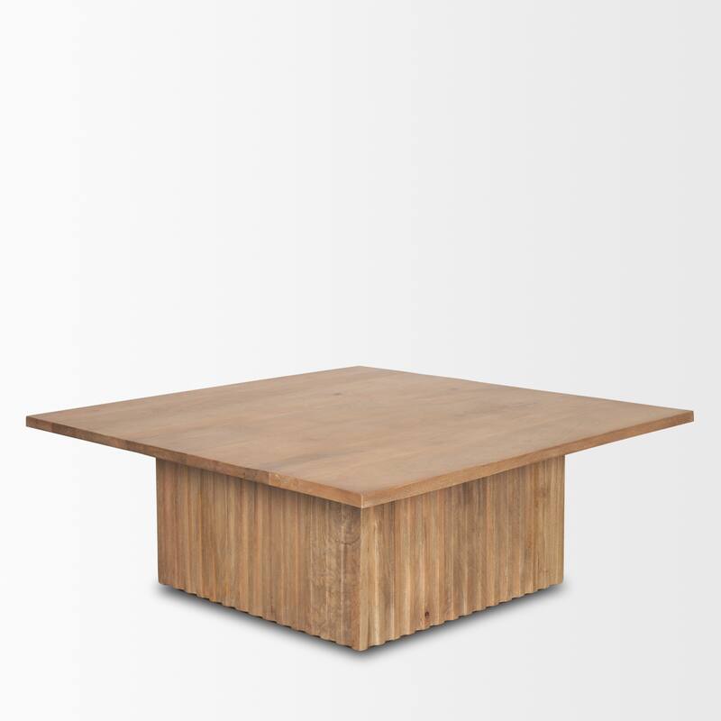 June Light Brown Wood w/ Fluting Square Coffee Table