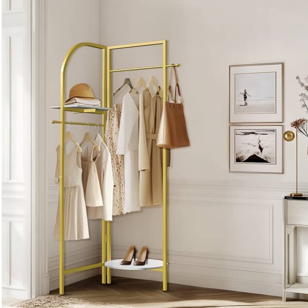 Corner Gold Metal Clothing Racks Heavy Duty for Hallway Entryway