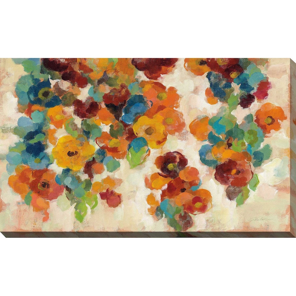 "Spice and Turquoise Florals" Print on Canvas