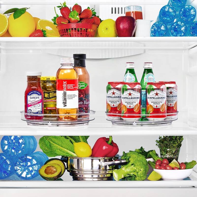 Sorbus 9-Inch 2-Tier Clear Lazy Susan with 2 Flat Turntables - Fridge, Pantry, Cabinet Organizers - 9.25" x 9"