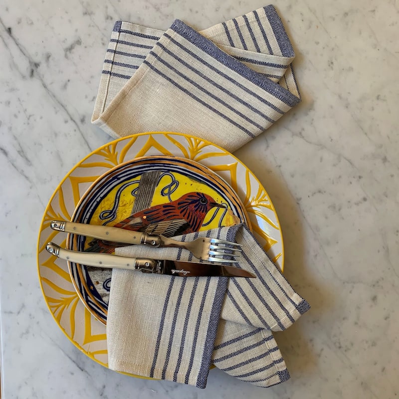 Hilana Upcycled Cotton Sustainable Kayseri Tablecloth Set - Blue