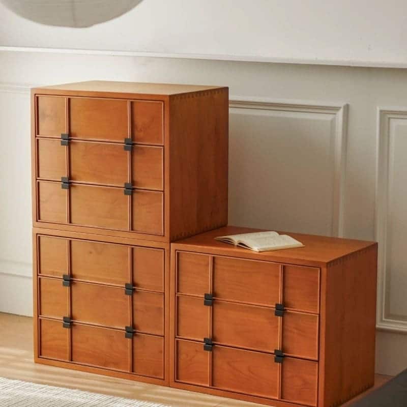 Modular Chest Board Console Dresser with Shelves & 3 Drawers